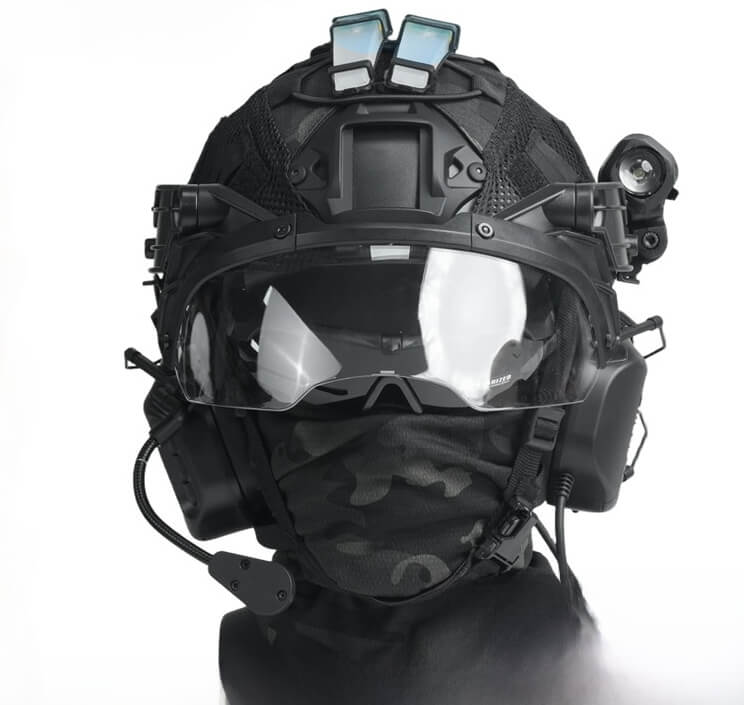 FAST Tactical Helmet with Flip-Up Goggles Engineering Action Version ABS Protective Helmet for Military Training and Airsoft